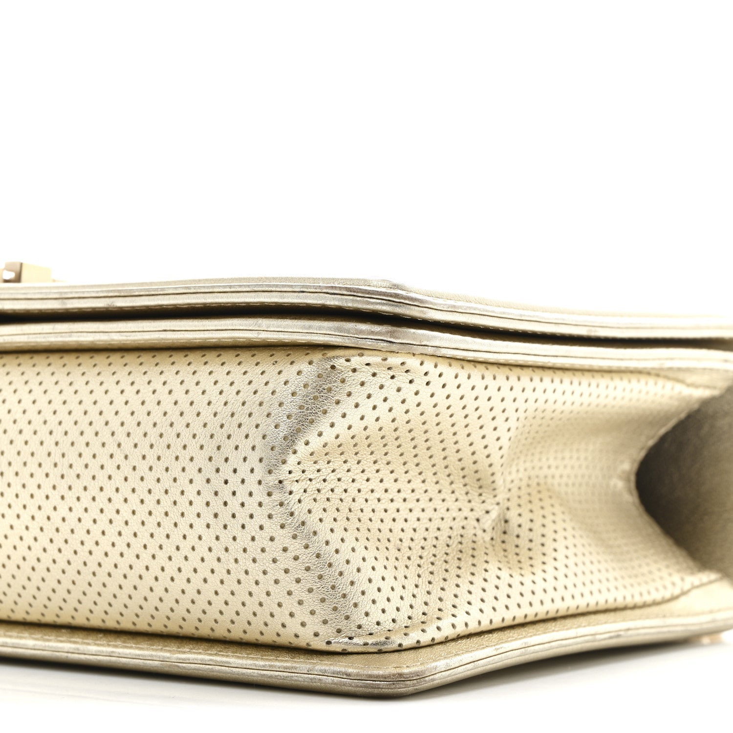 Lambskin Perforated Quilted New Medium Boy Flap Gold