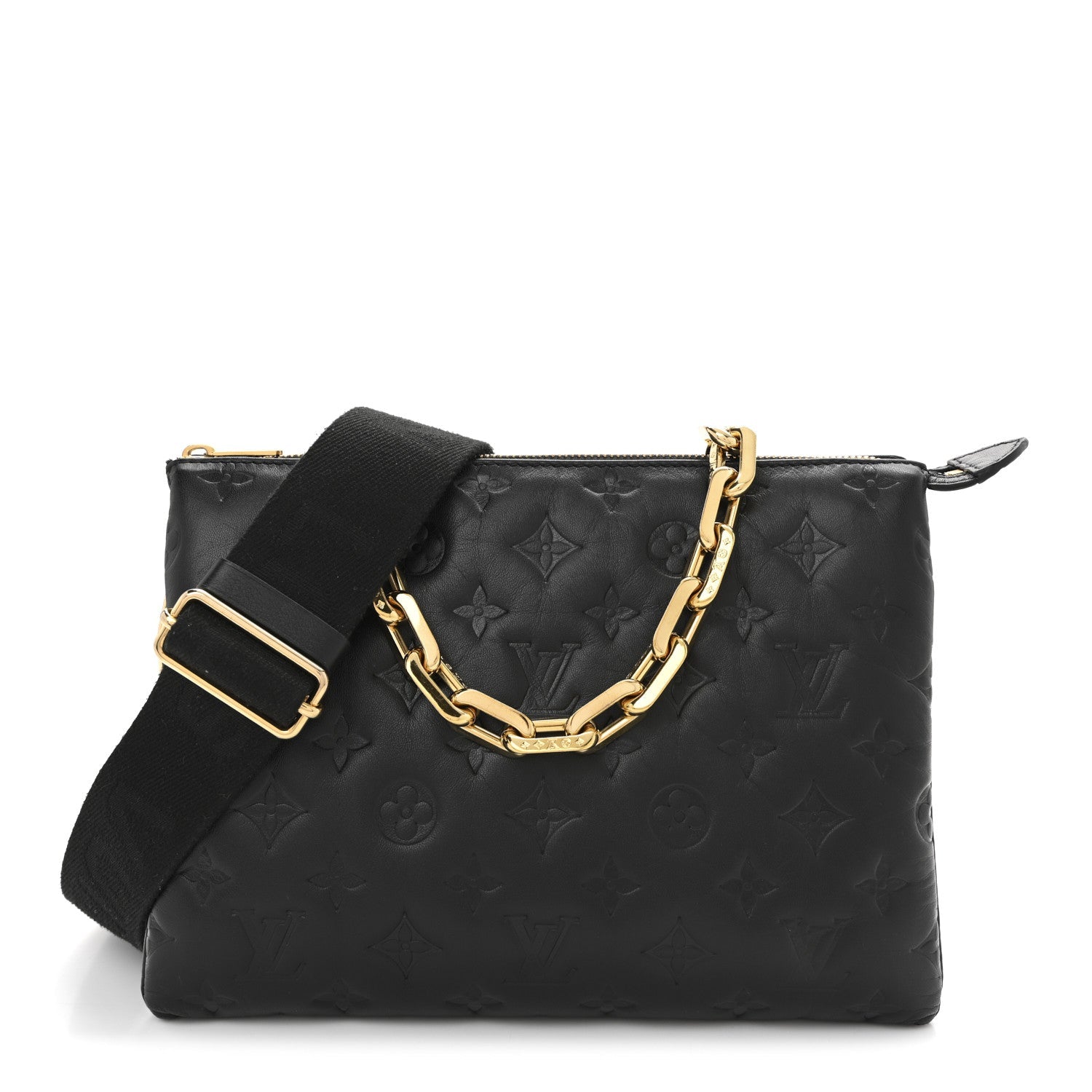Lambskin Embossed Monogram Coussin PM Black