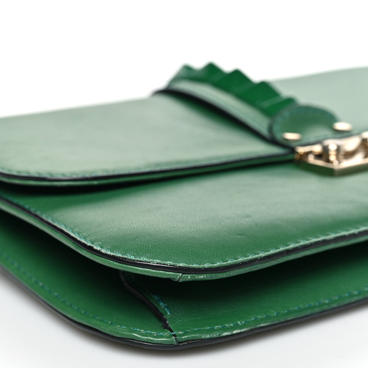 Vitello Medium Glam Lock Rockstud Flap Pop Green