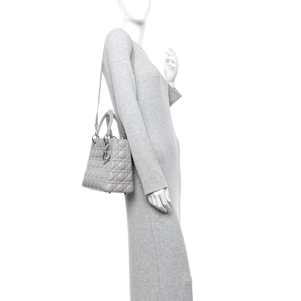Lambskin Cannage Medium Lady Dior Grey