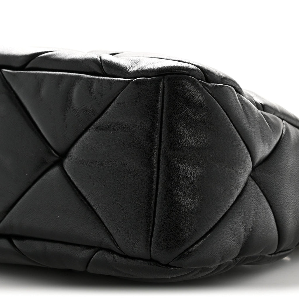 Nappa Re-Nylon Triangle Quilted Patchwork System Shoulder Bag Black