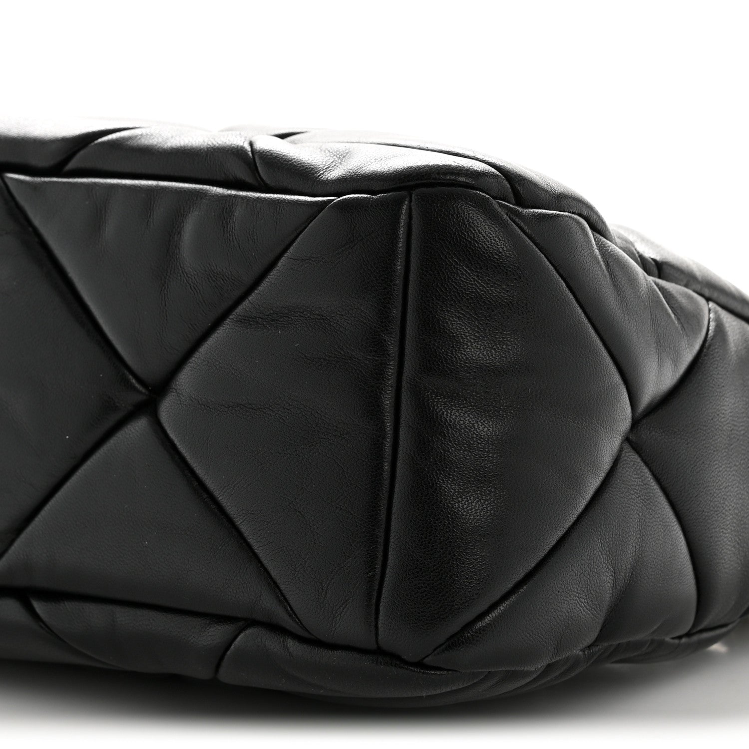Nappa Re-Nylon Triangle Quilted Patchwork System Shoulder Bag Black