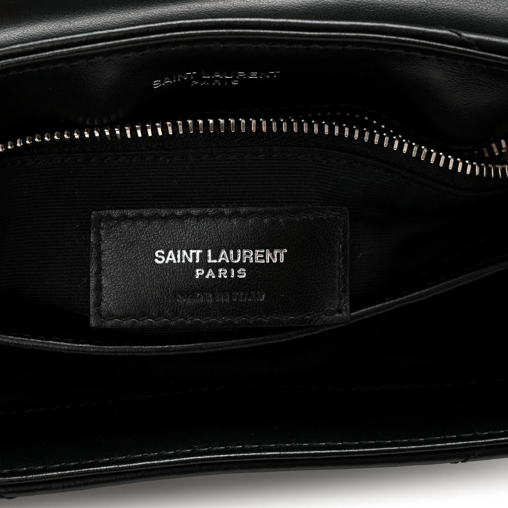 Calfskin Y Quilted Monogram Toy Loulou Crossbody Bag Black