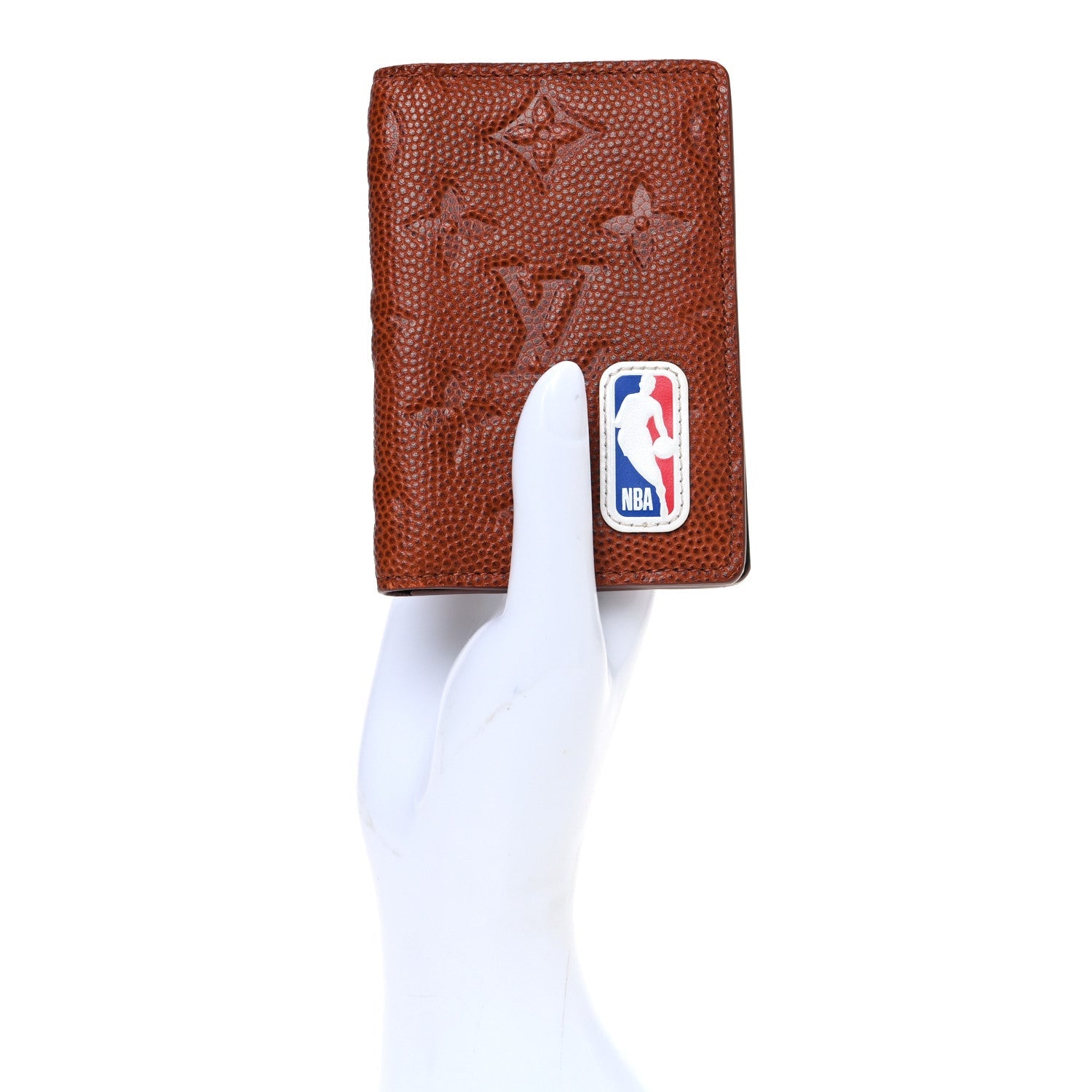 X NBA Grained Calfskin Monogram Pocket Organizer Brick Orange