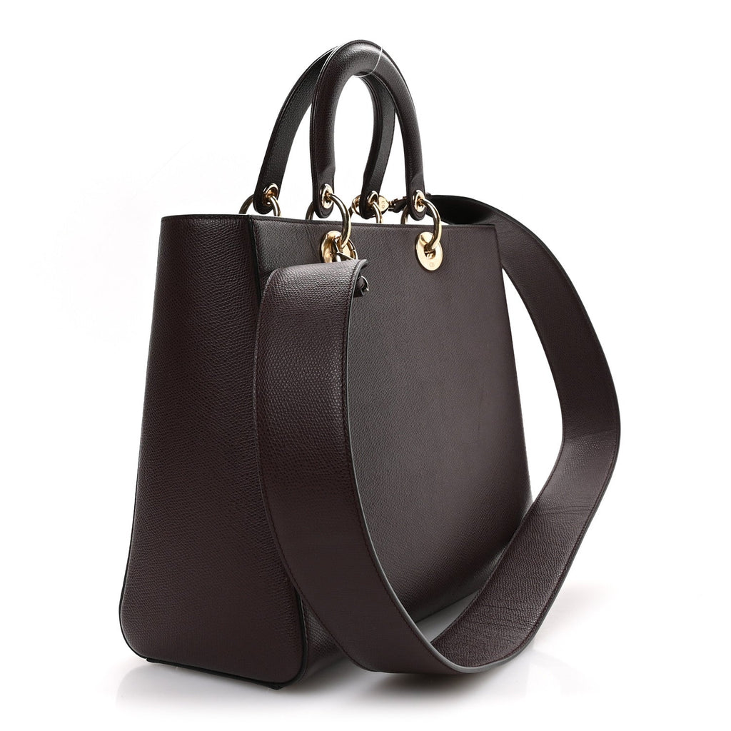 Grained Calfskin Large Lady Dior Burgundy