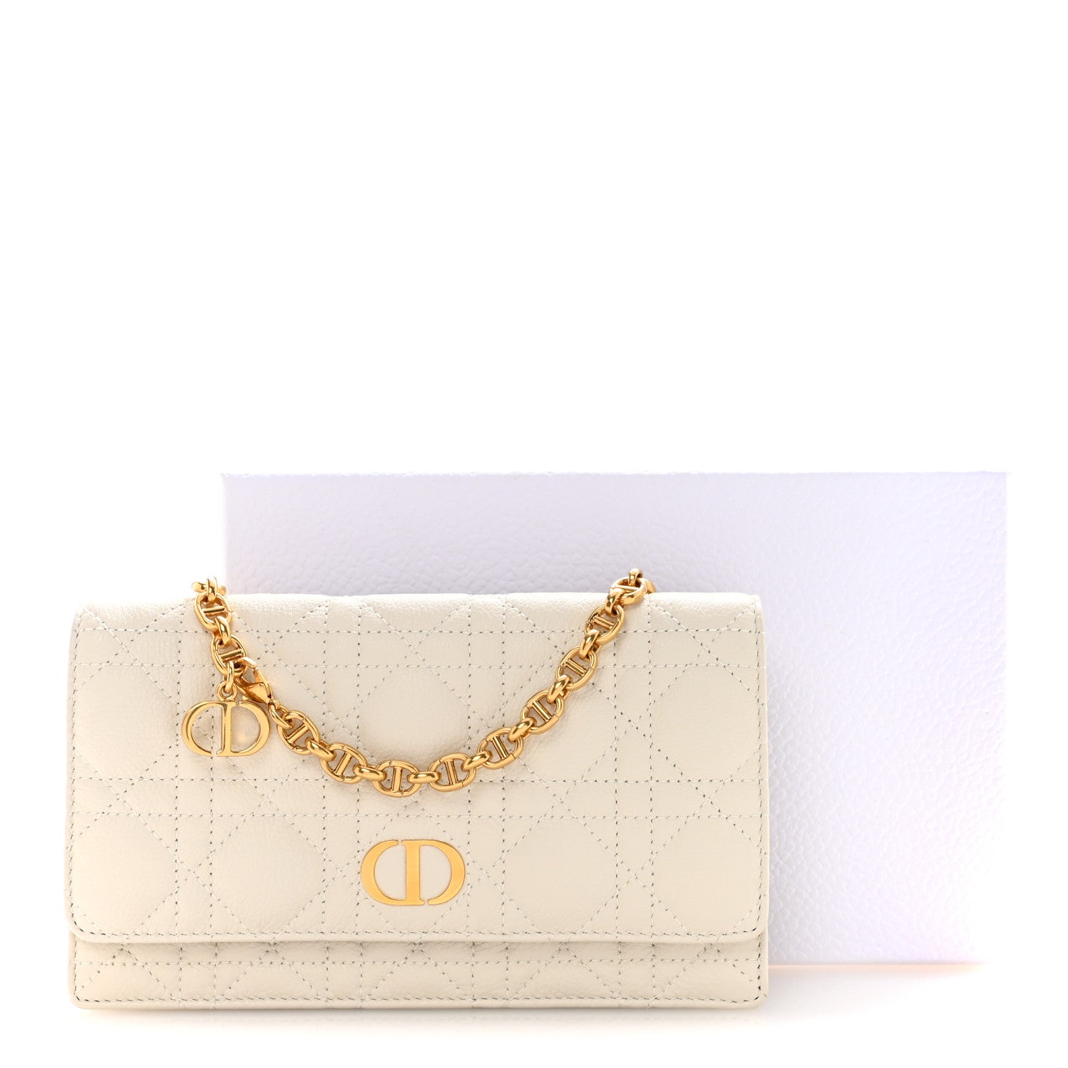 Supple Calfskin Caro Pouch with Chain Latte