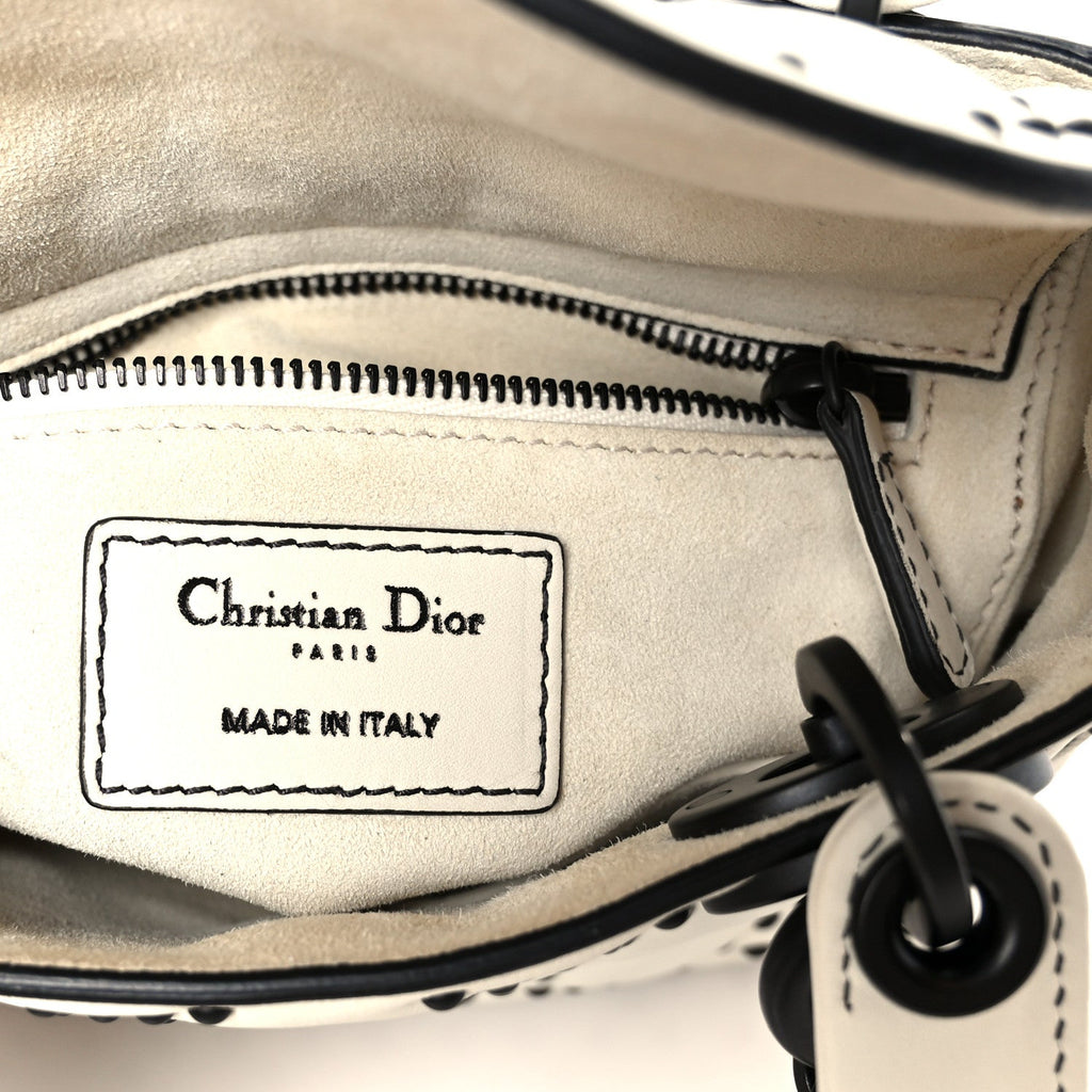 Ultra Matte Calfskin Studded Mini Supple Lady Dior White Black