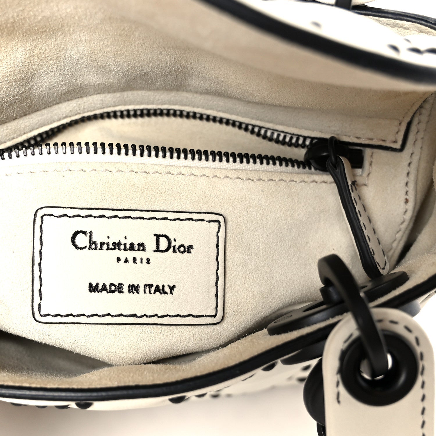 Ultra Matte Calfskin Studded Mini Supple Lady Dior White Black