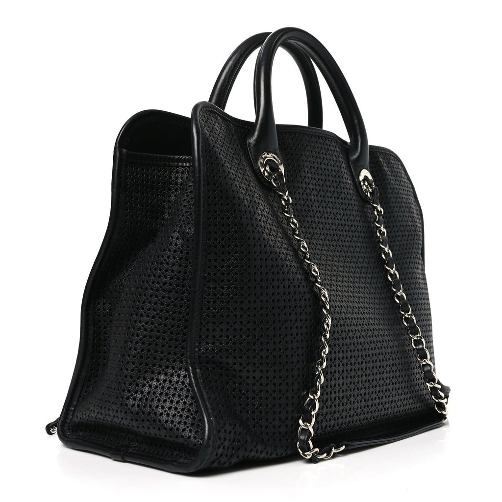 Calfskin Perforated Up In The Air Tote Black