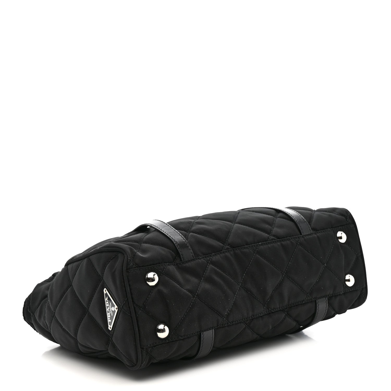 Nylon Tessuto Quilted Chain Shoulder Bag Black