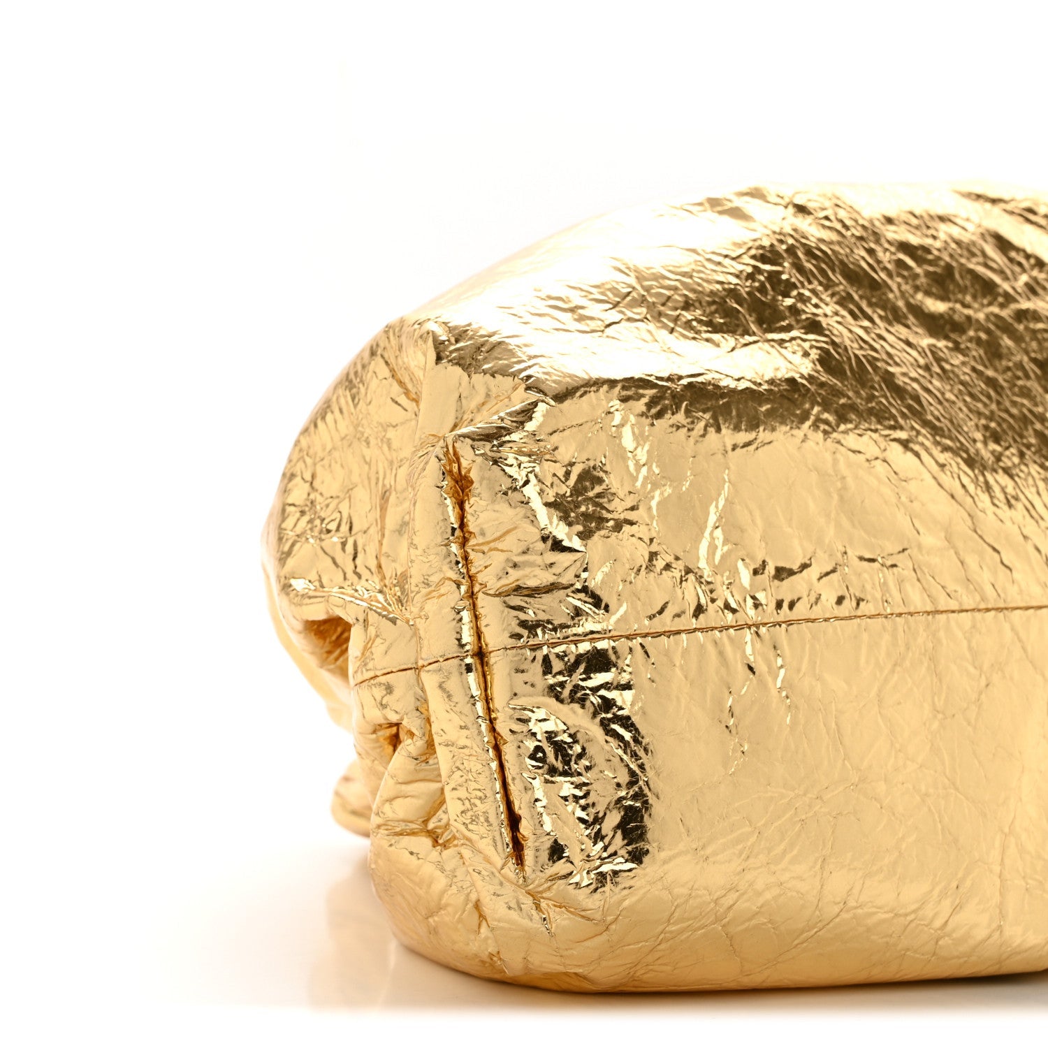 Metallic Crinkled Lambskin The Pouch Oversized Clutch Oro