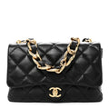 Lambskin Quilted Large CC Funky Town Flap Black