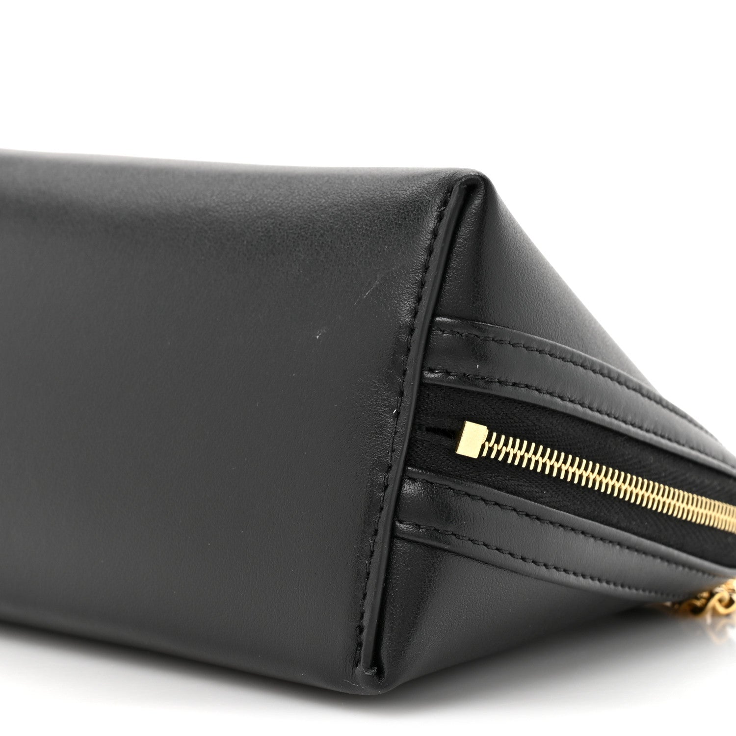 Smooth Calfskin Cuir Triomphe Clutch on Chain Black