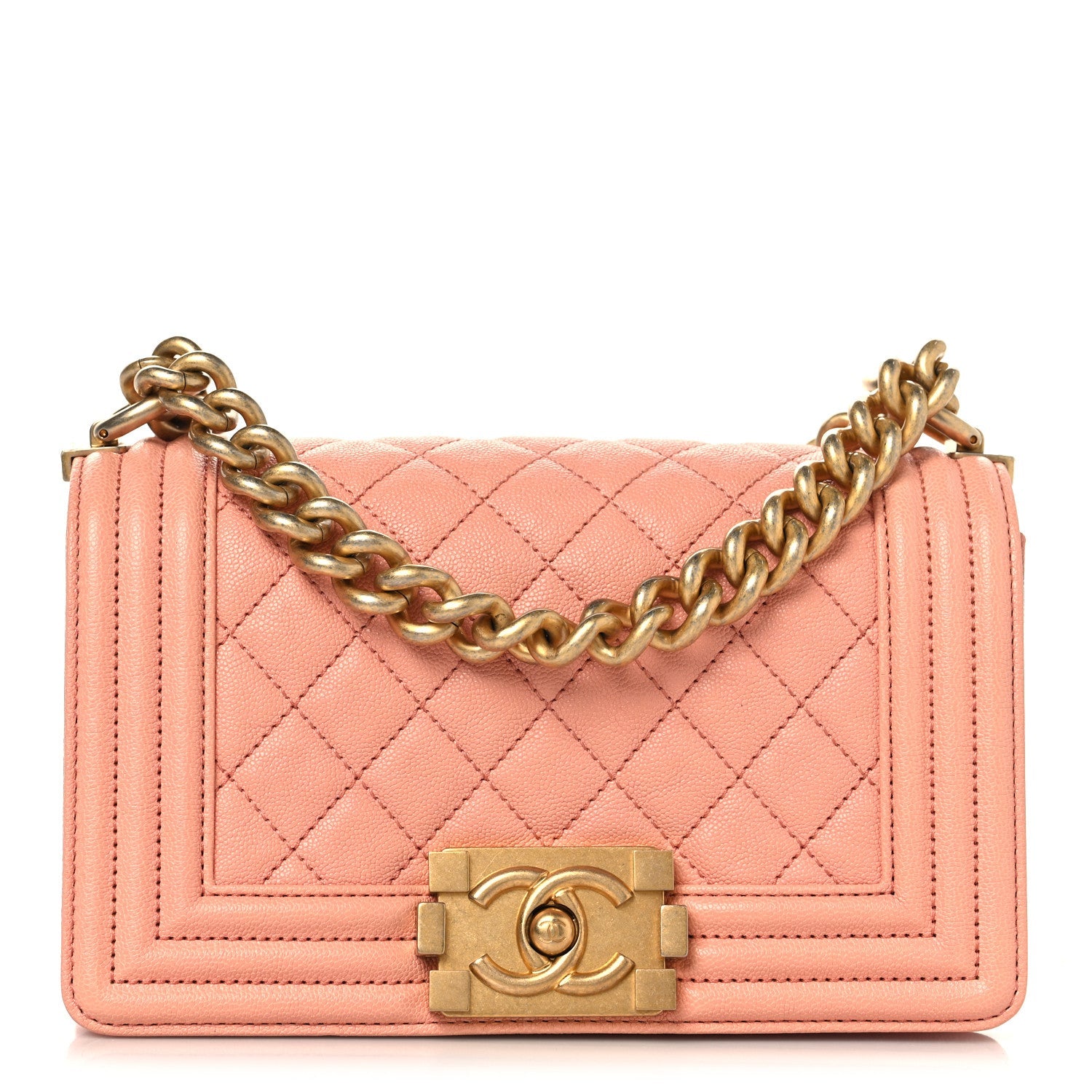 Caviar Quilted Small Boy Flap Light Pink