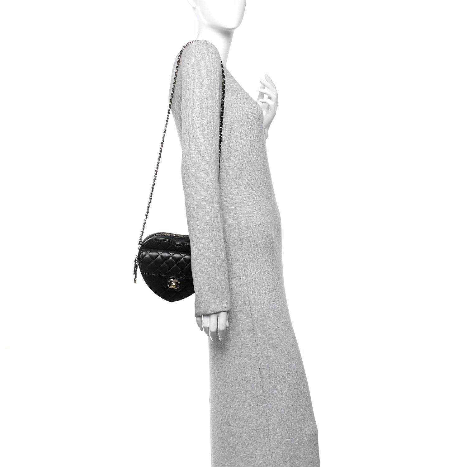 Lambskin Quilted CC In Love Heart Bag Black