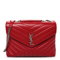 Calfskin Y Quilted Monogram Medium Loulou Chain Satchel Rouge Eros