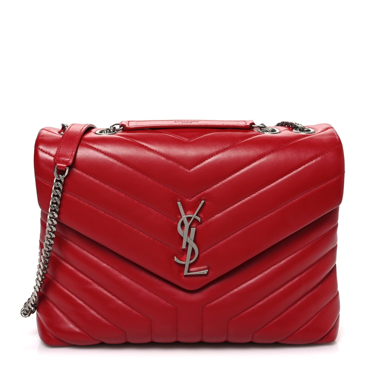 Calfskin Y Quilted Monogram Medium Loulou Chain Satchel Rouge Eros