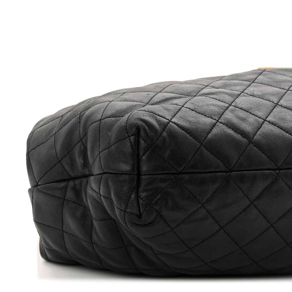 Lambskin Quilted Maxi Icare Shopping Tote Black