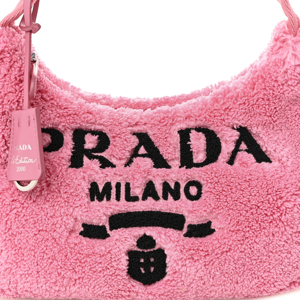 Terry Cloth Mini Re-Edition 2000 Bag Petalo Black