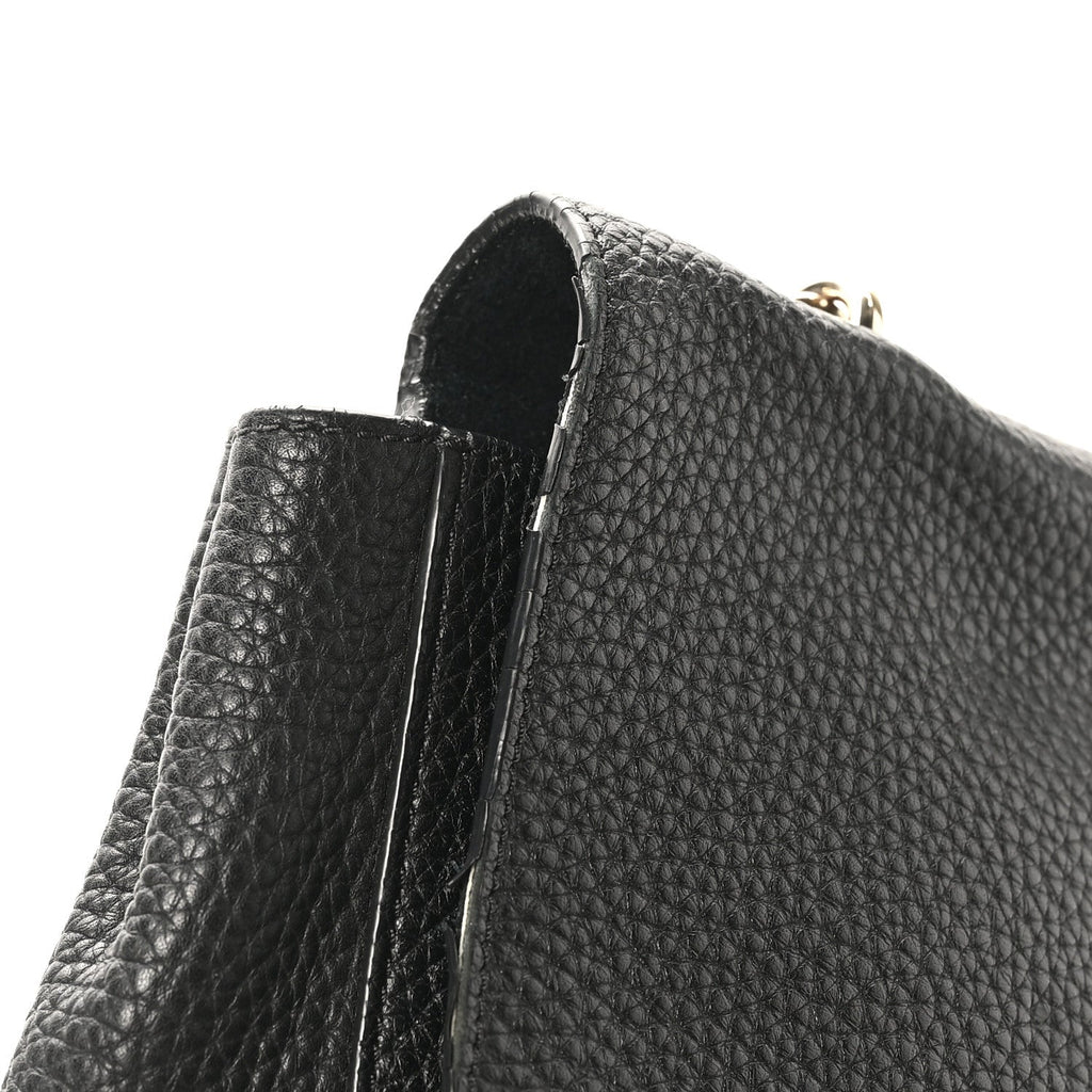 Small Classic Grain Calfskin Medium Lily Black