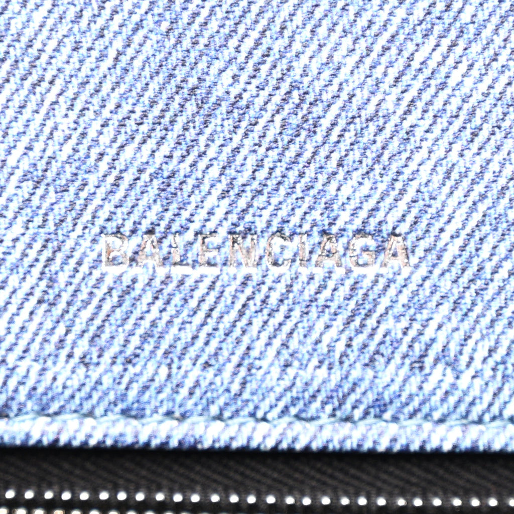 Nappa Denim Printed Small Hourglass Top Handle Bag Denim Blue