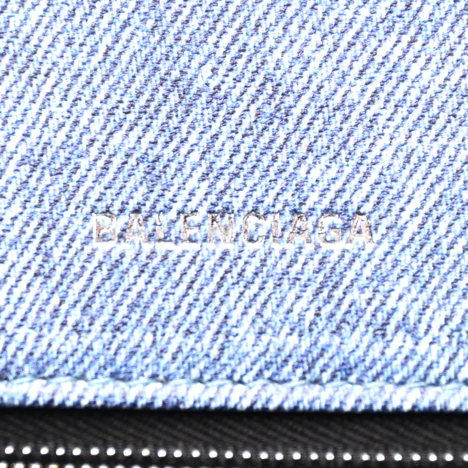 Nappa Denim Printed Small Hourglass Top Handle Bag Denim Blue