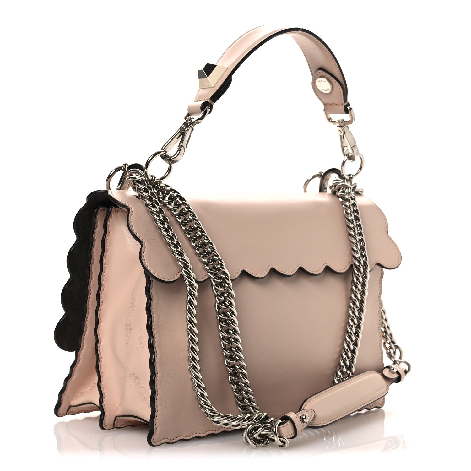 Vitello Liberty Scalloped Studded Kan I Shoulder Bag Camelia
