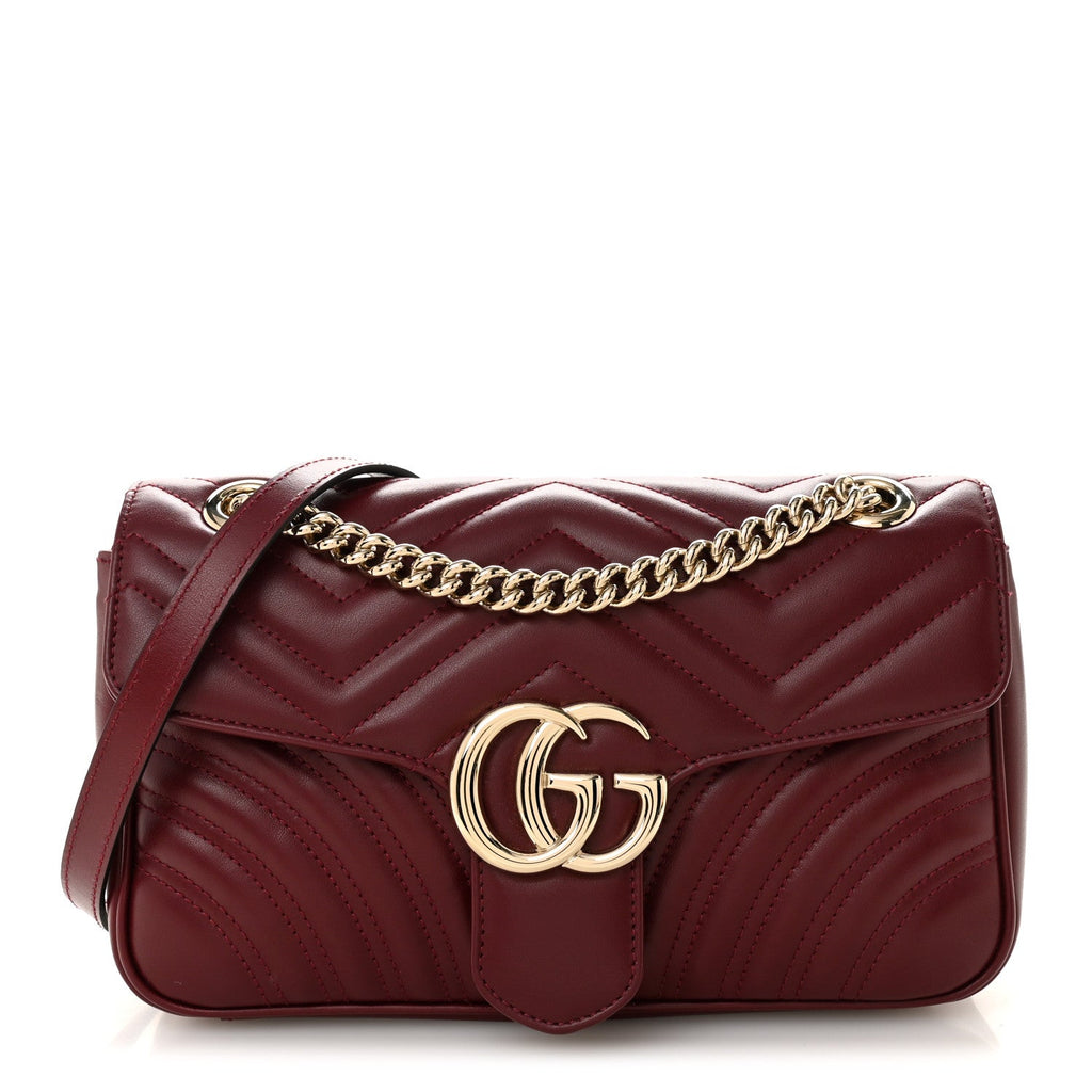 Calfskin Matelasse Small GG Marmont Shoulder Bag Ancora Red