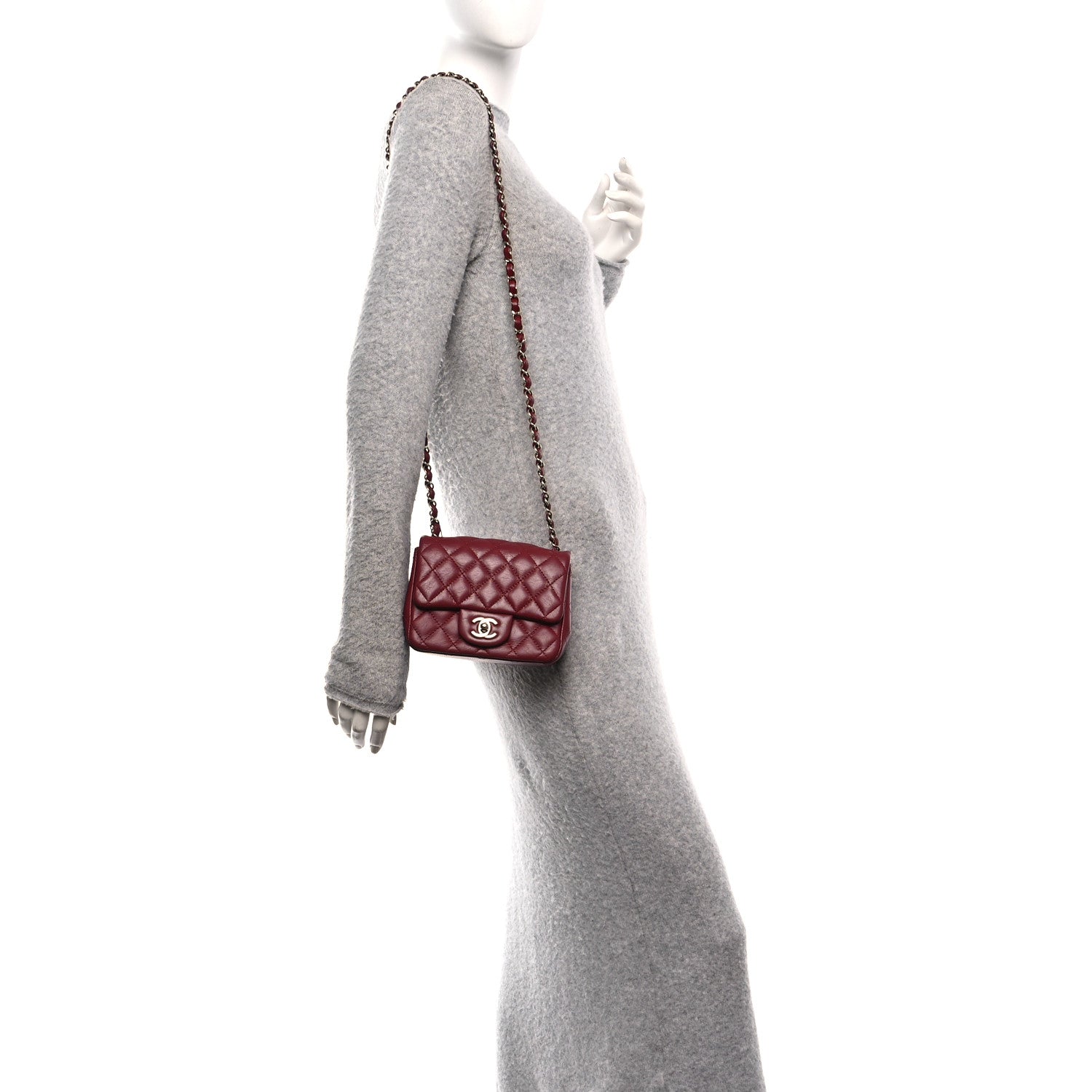 Lambskin Quilted Mini Square Flap Red