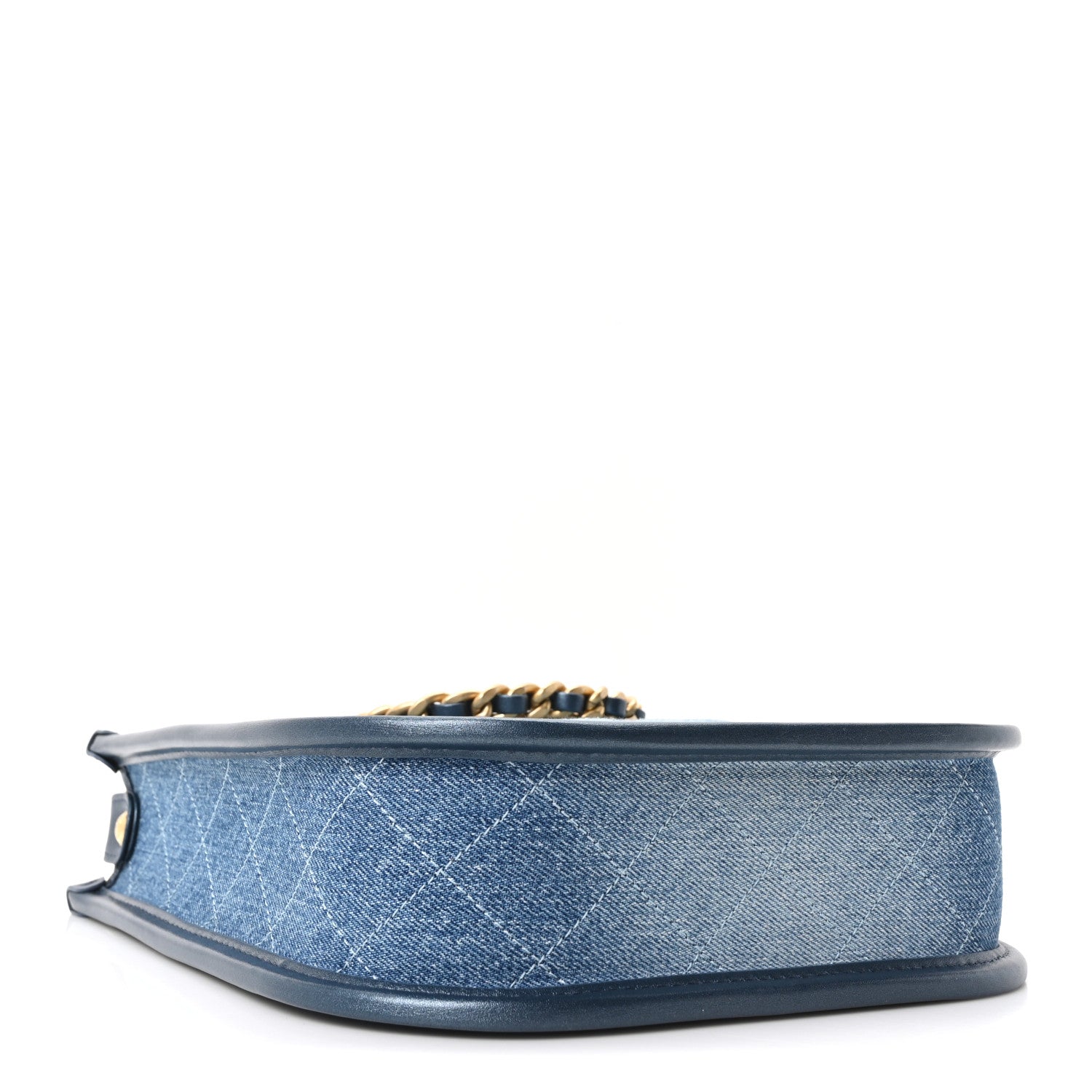 Washed Denim Quilted Small Hobo Blue
