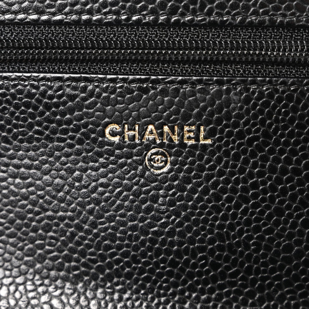 Caviar Quilted Wallet on Chain WOC Black