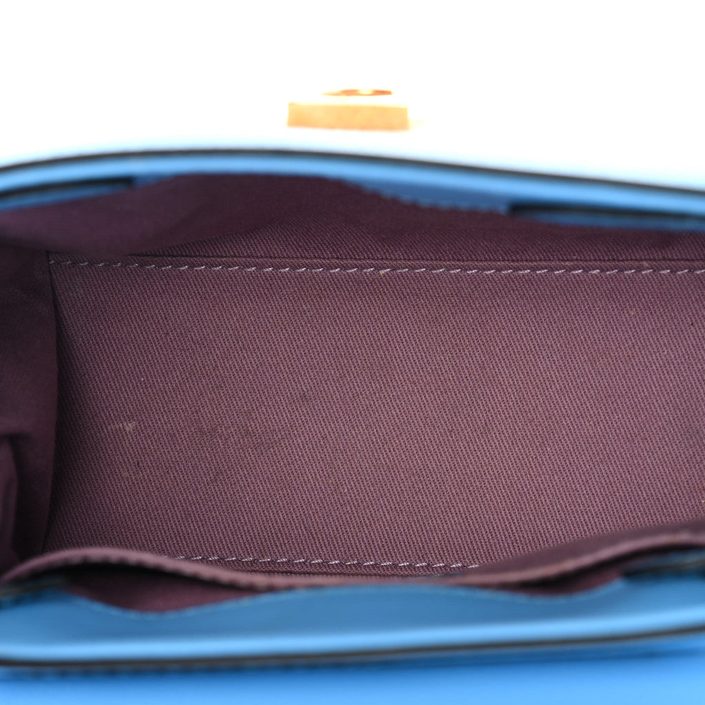Grained Calfskin Canvas Small La Medusa Chain Top Handle Handbag Rope Blue