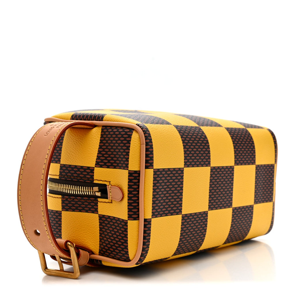 Damier Pop Dopp Kit Toilet Pouch Jaune Mat