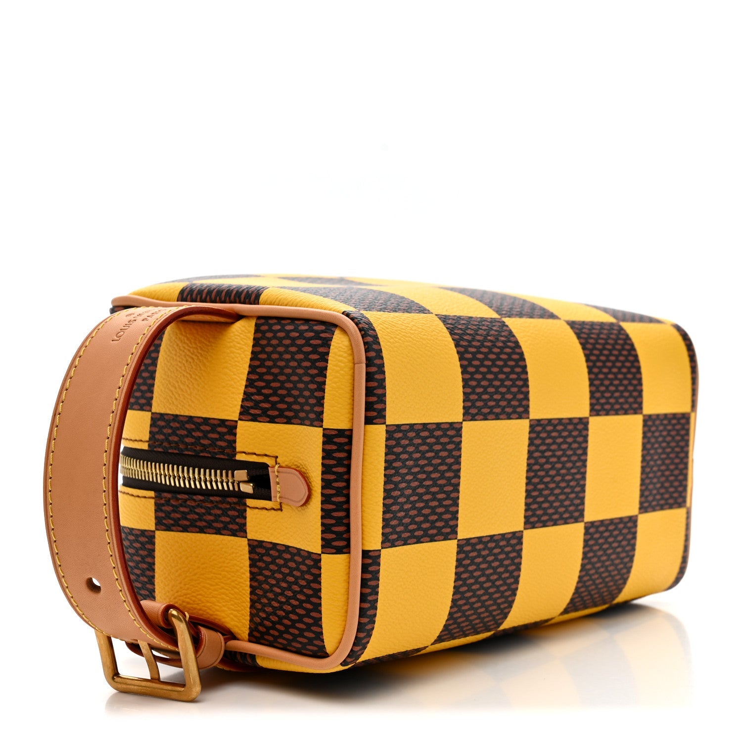 Damier Pop Dopp Kit Toilet Pouch Jaune Mat