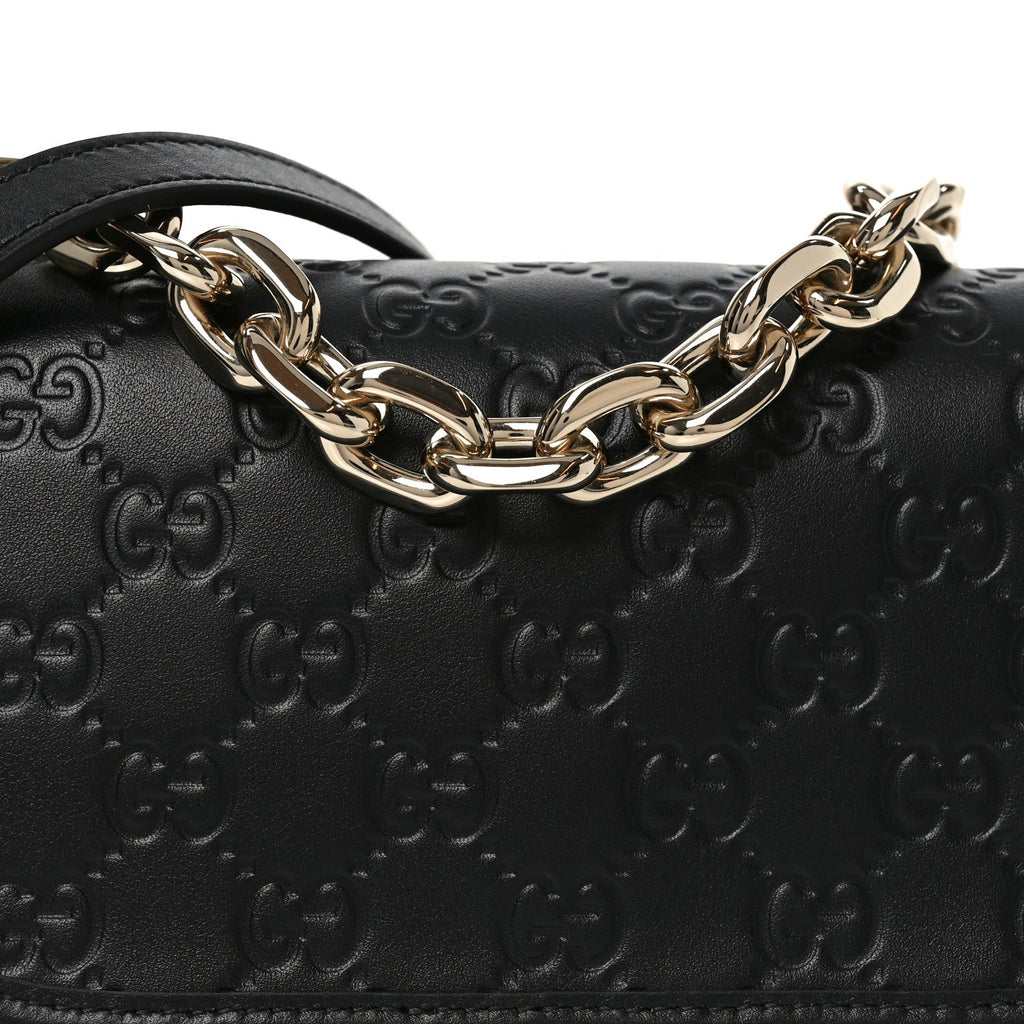 GG Calfskin Embossed Emblem Arabella Bag Black
