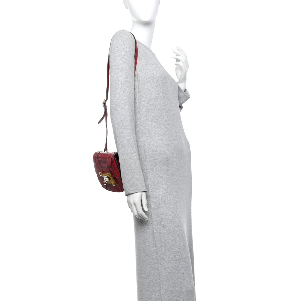 Elaphe Radiata Small Osiride Shoulder Bag Hibiscus Red