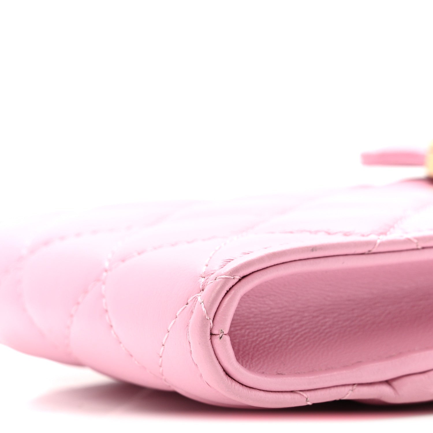 Lambskin Quilted Lacquered Chain Phone Holder With Chain Dark Pink