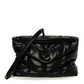 Lambskin Quilted Monogram Monochrome Medium Loulou Puffer Chain Satchel Black