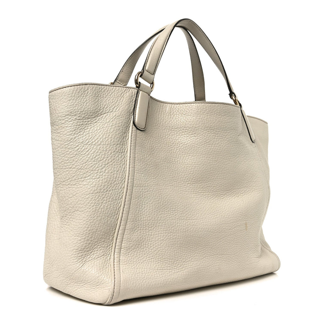 Pebbled Calfskin Medium Soho Shoulder Bag Off White