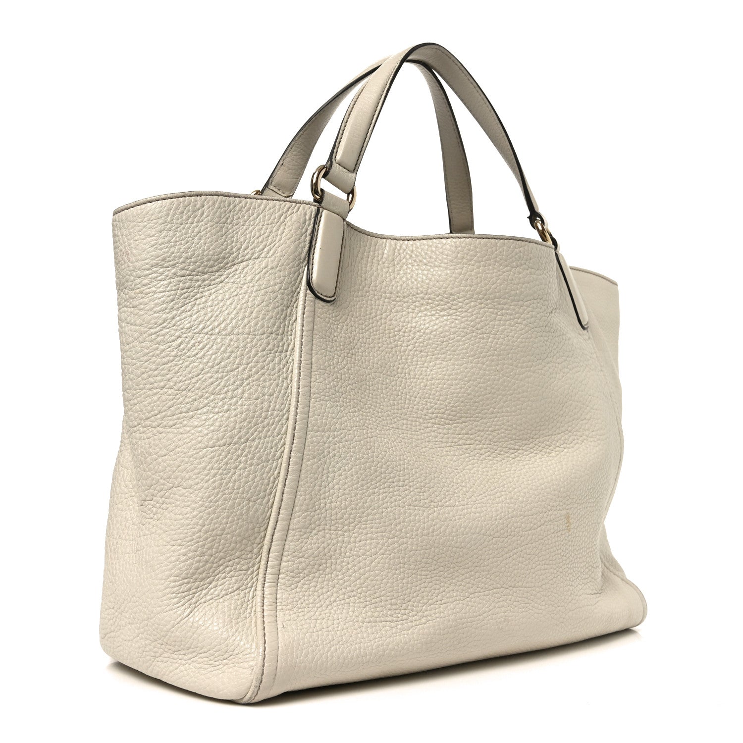 Pebbled Calfskin Medium Soho Shoulder Bag Off White