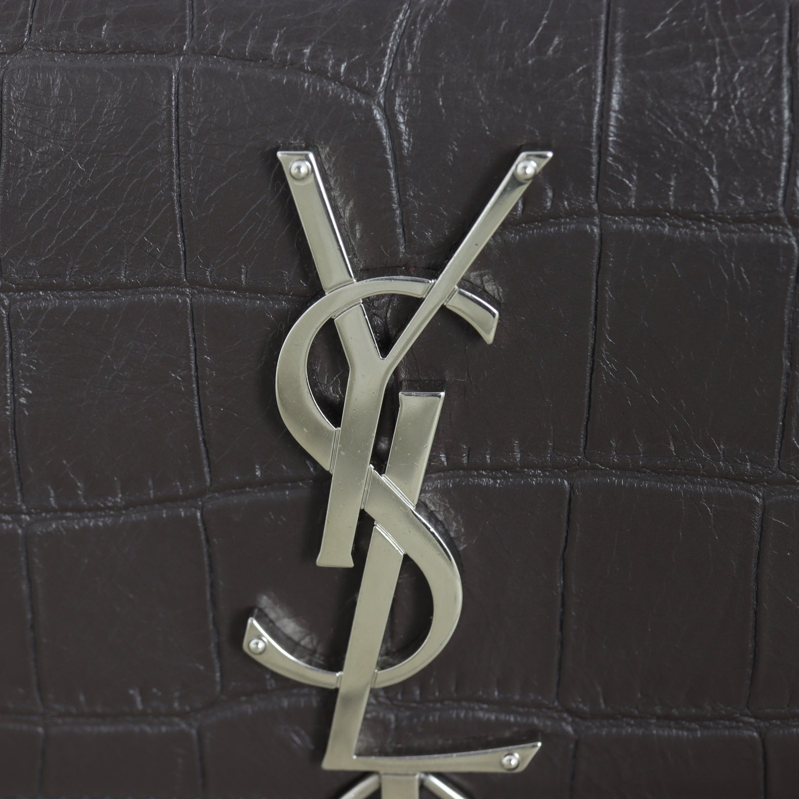 Saint Laurent Kate Tassel Chain Bag Small Croc-Embossed