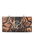 Calfskin Kitty Print Loubi54 Chain Clutch Brown Gold