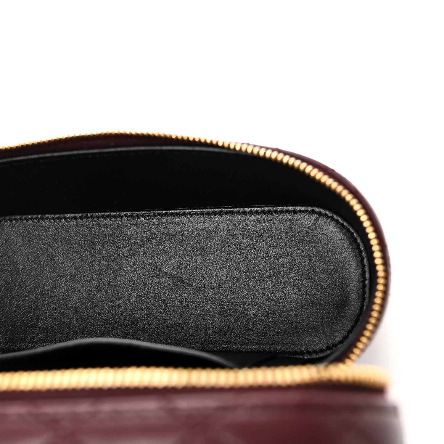 Lambskin Quilted Mini Gaby Vanity Case Rouge Cabernet