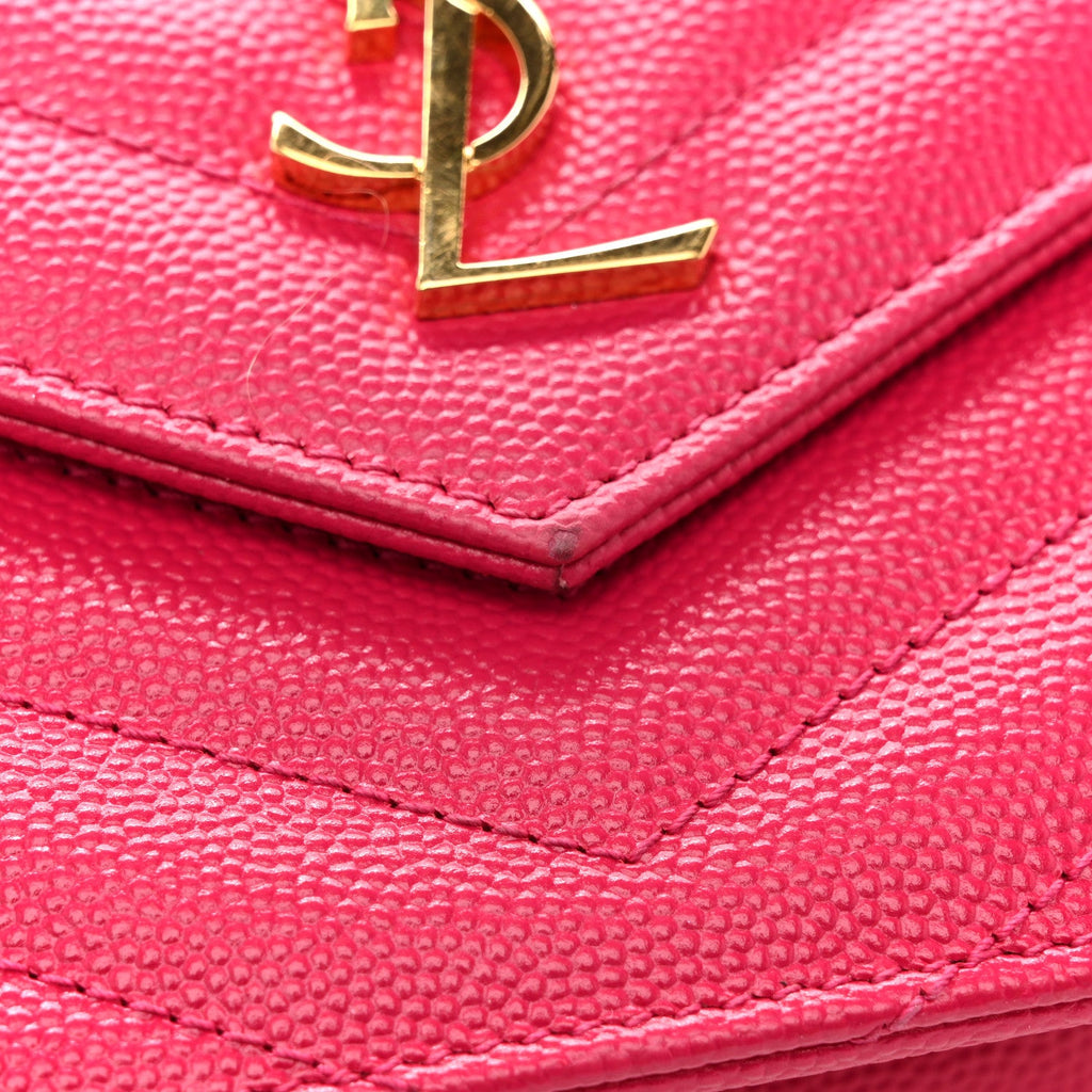 Grain De Poudre Matelasse Chevron Monogram Envelope Chain Wallet Bubblegum