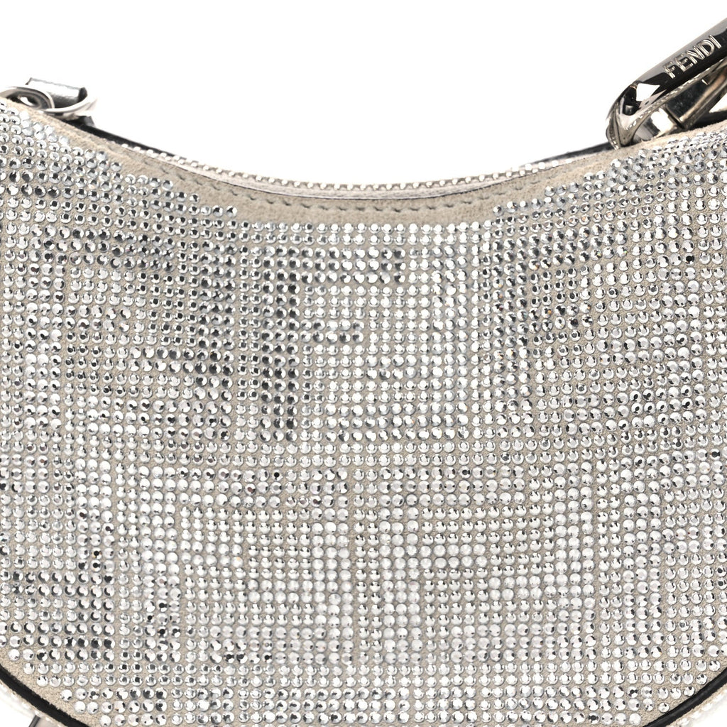Crystal Vitello Laminato Suede FF Nano Fendigraphy Hobo Charm Grey