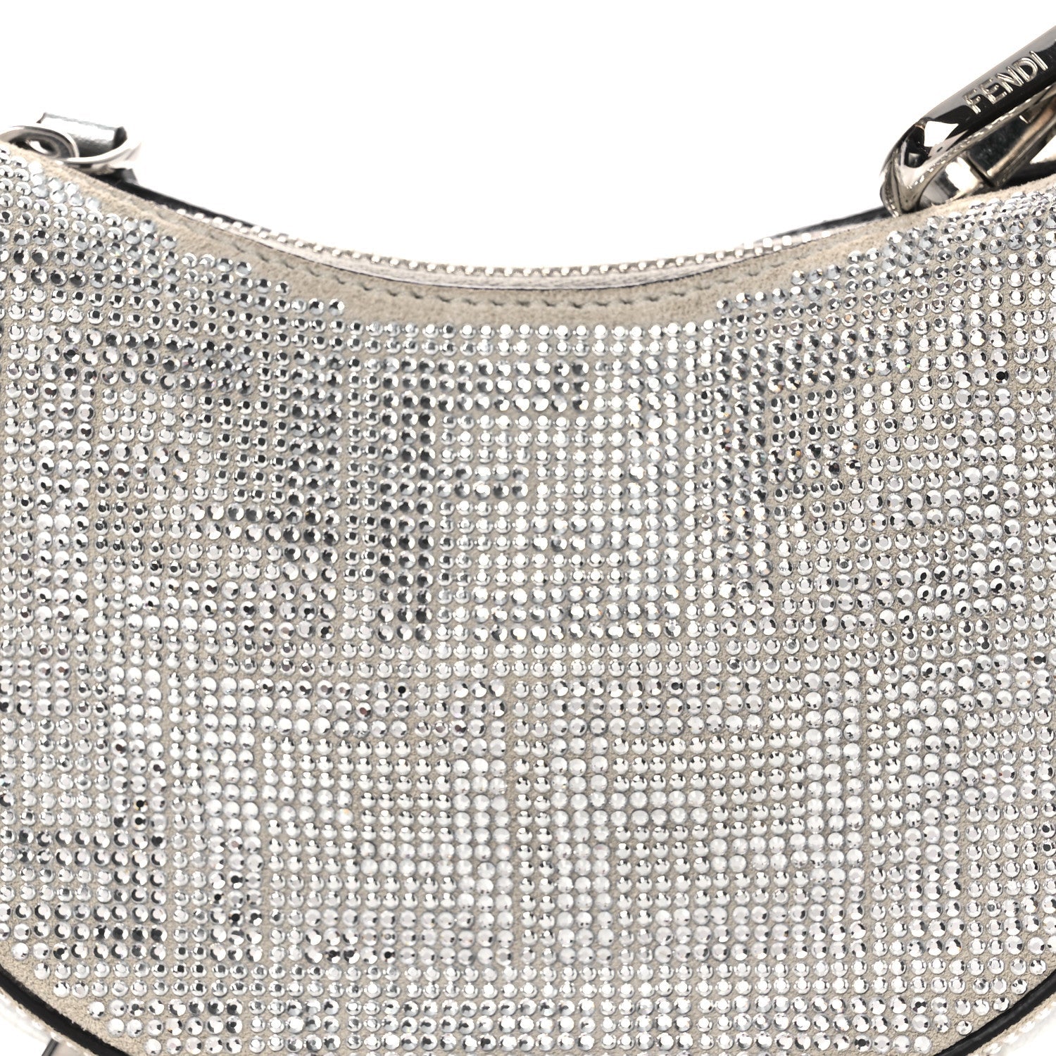 Crystal Vitello Laminato Suede FF Nano Fendigraphy Hobo Charm Grey