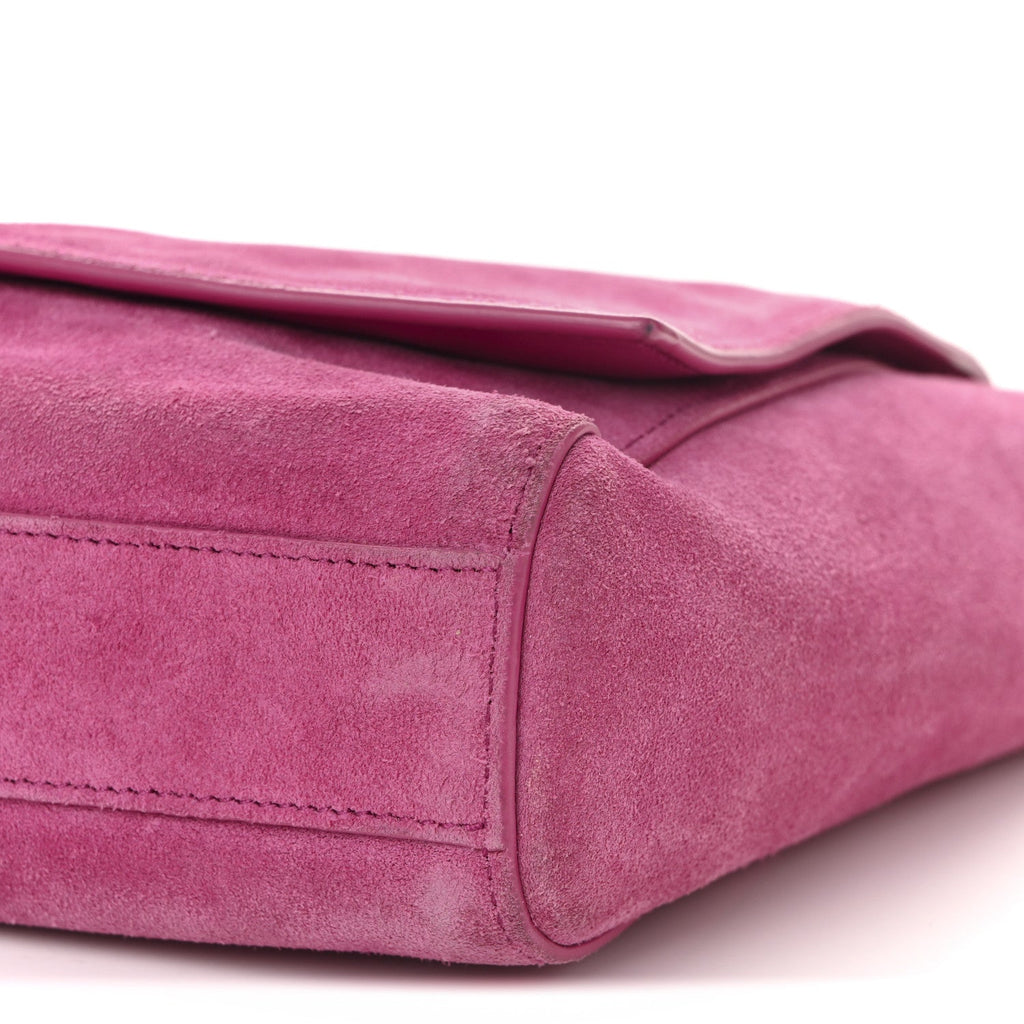 Smooth Calfskin Suede Medium Reversible Monogram Kate Satchel Rose Rubis