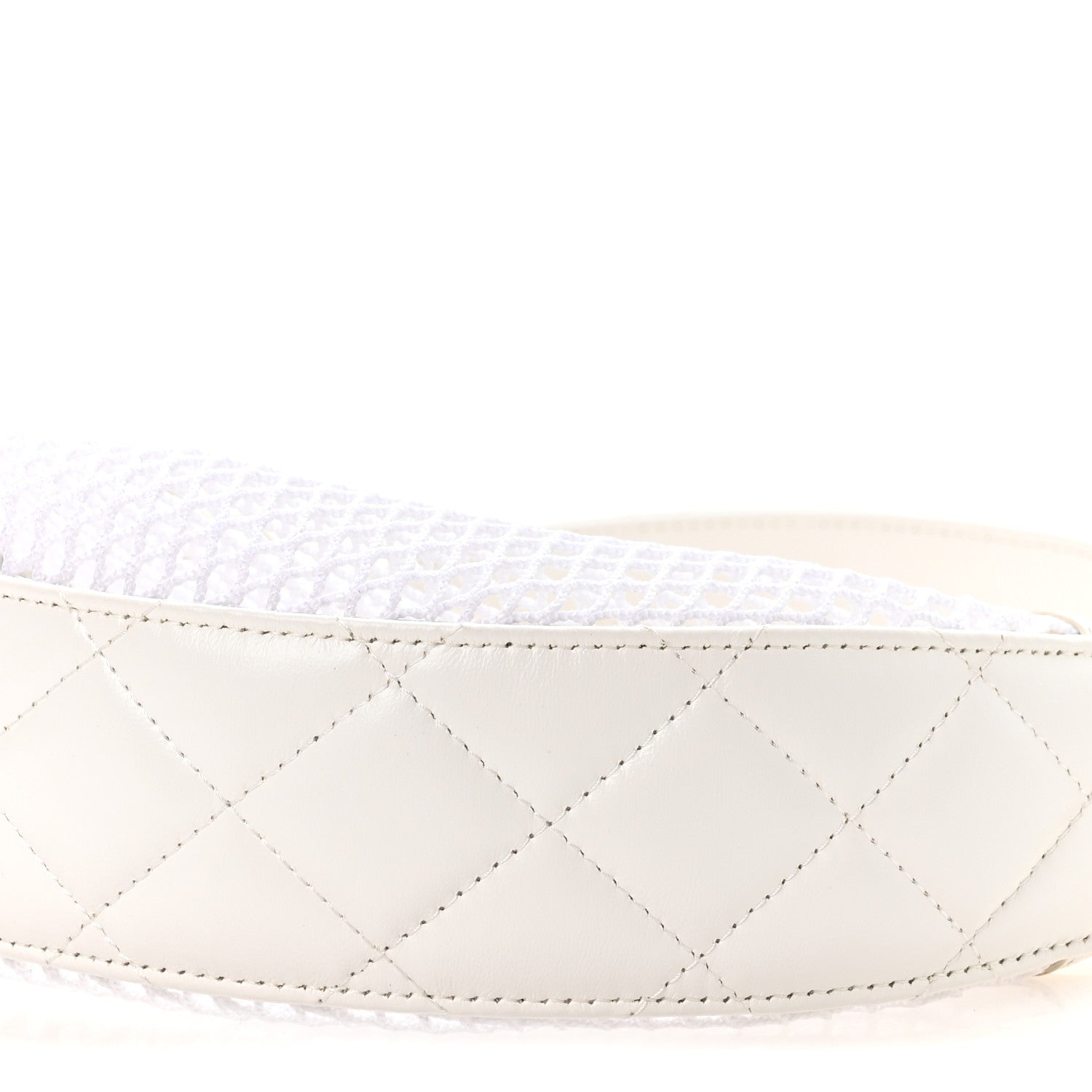 Mesh Shiny Lambskin Chain Hobo White