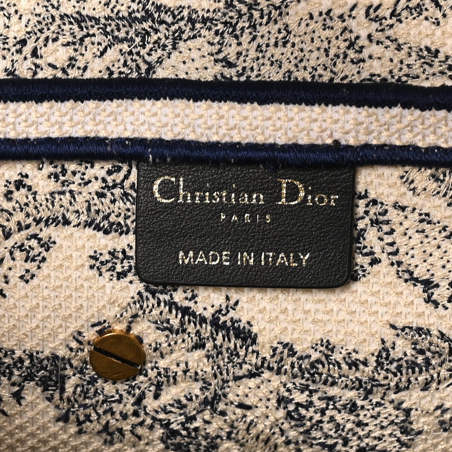 Canvas Embroidered Toile de Jouy Saddle Bag Blue