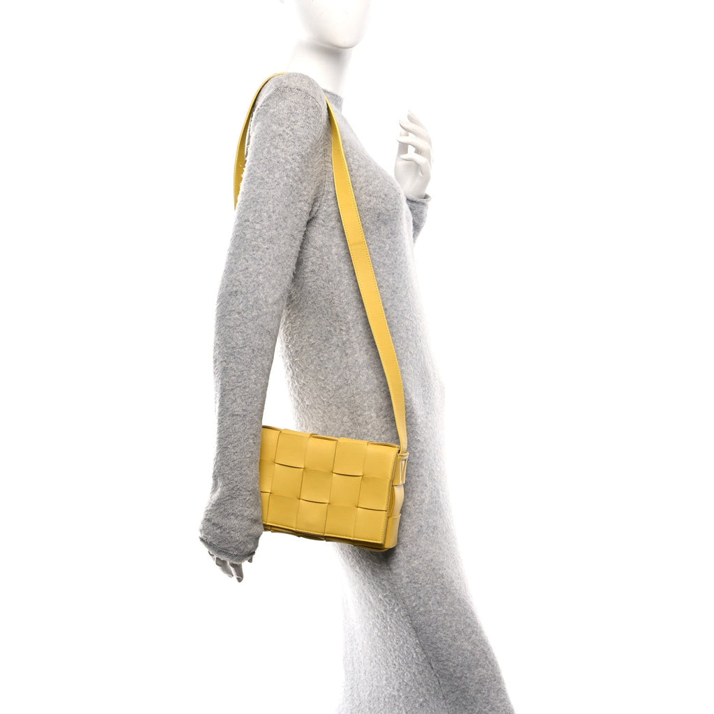Lambskin Maxi Intrecciato Small Cassette Crossbody Bag Gold